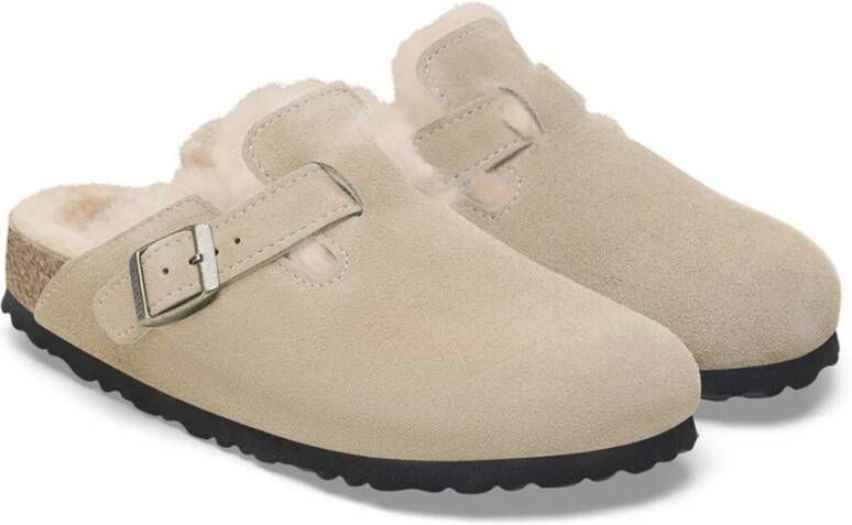 Birkenstock Beige Suède Boston Klomp Sandalen Beige Heren