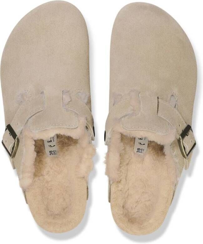 Birkenstock Beige Suède Boston Klomp Sandalen Beige Heren