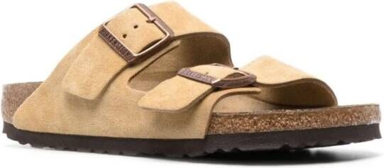 Birkenstock Beige Suède Gesp Sandalen Beige Heren