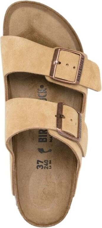 Birkenstock Beige Suède Gesp Sandalen Beige Heren