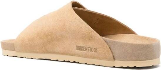 Birkenstock Beige Suède Gesp Sandalen Beige Heren