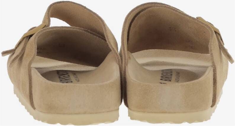 Birkenstock Beige Suède Sandalen met Kurkzool Beige Dames