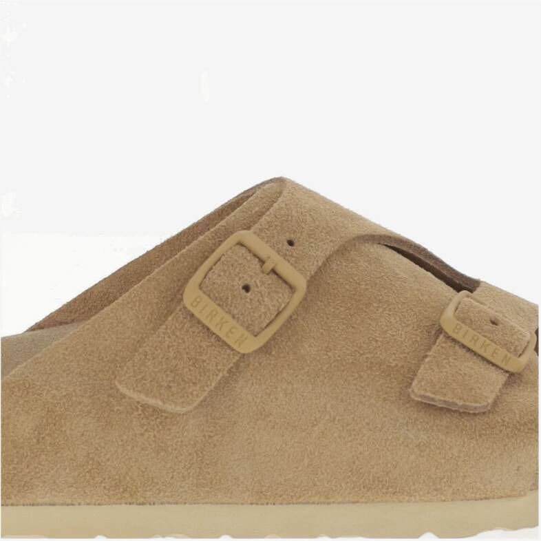 Birkenstock Beige Suède Sandalen met Kurkzool Beige Dames