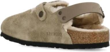 Birkenstock Beige Suède Sandalen met Shearling Voering Beige Dames