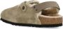 Birkenstock Beige Suède Sandalen met Shearling Voering Beige Dames - Thumbnail 5