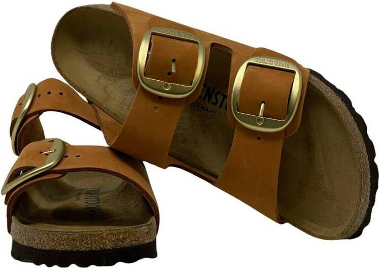 Birkenstock Grote gesp slopjes Bruin Dames