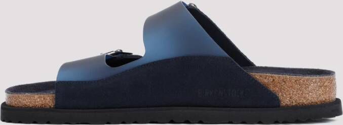 Birkenstock Blauwe Leren Sandalen voor Mannen Blue Heren