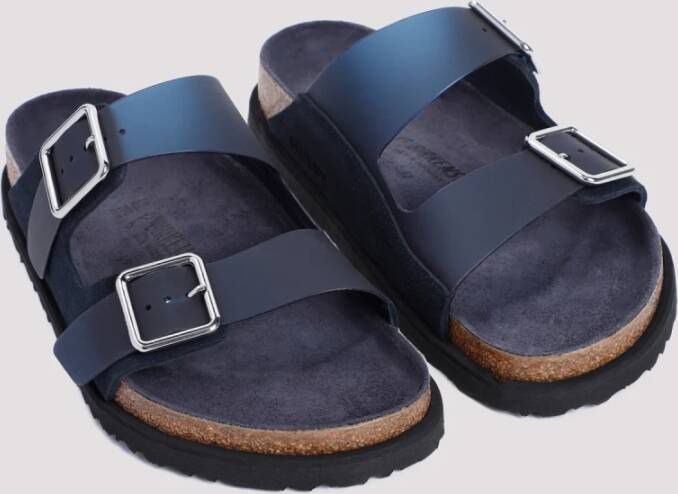 Birkenstock Blauwe Leren Sandalen voor Mannen Blue Heren