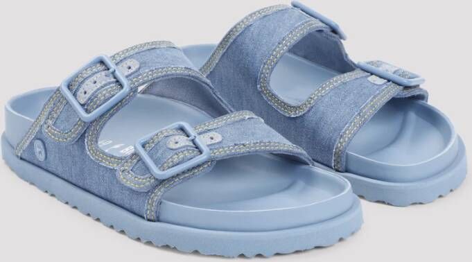 Birkenstock Blauwe Leren Sandalen voor Mannen Blue Heren