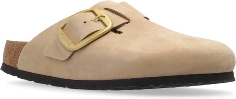 Birkenstock Boston Big Buckle Slides Beige Dames