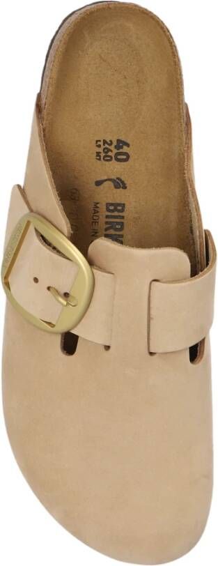 Birkenstock Boston Big Buckle Slides Beige Dames