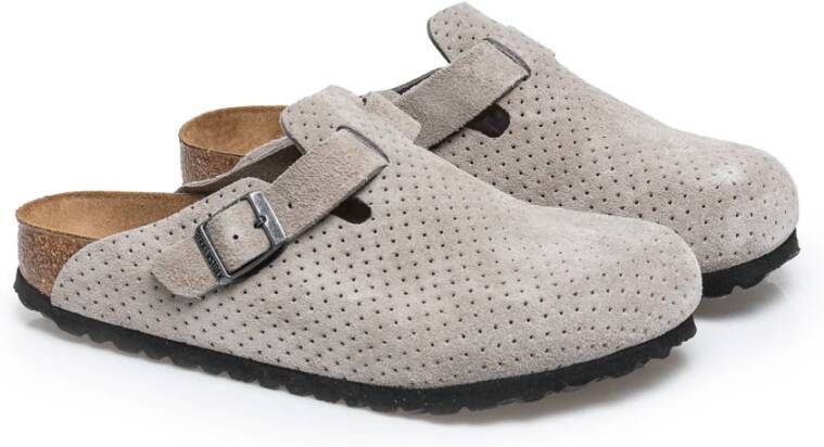 Birkenstock Boston VL Leren Sandalen Grijs Gray Heren