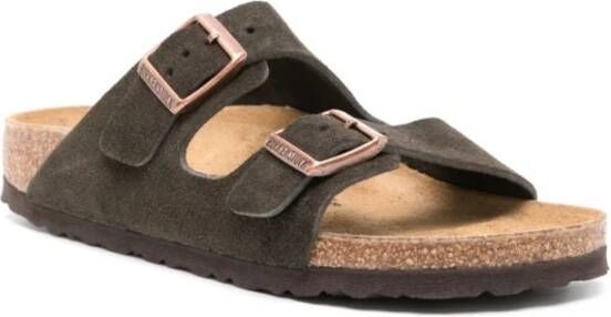 Birkenstock Bruine Suède Sandalen met Gespband Brown Heren