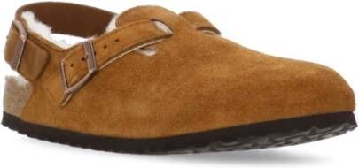 Birkenstock Bruine Suède Sandalen met Shearling Voering Brown Unisex