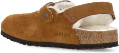 Birkenstock Bruine Suède Sandalen met Shearling Voering Brown Unisex