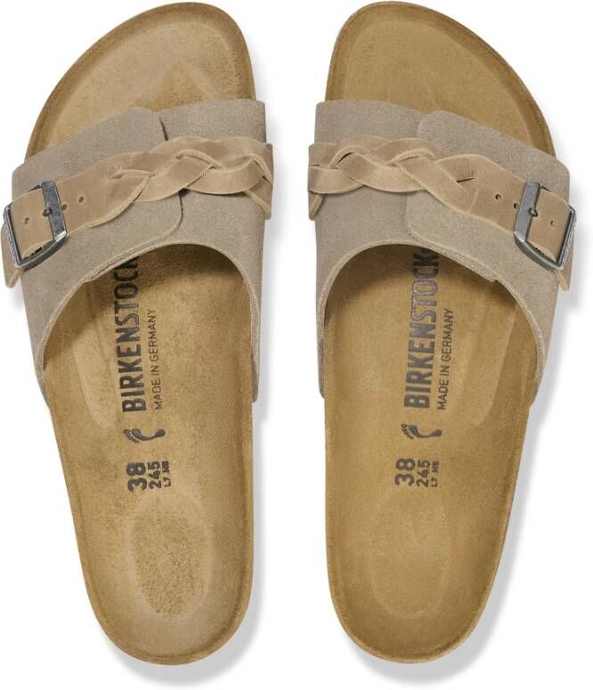 Birkenstock Casual Gevlochten Leren Sandalen Beige Dames