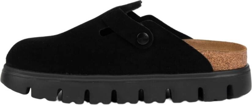 Birkenstock Chunky suède leren sandaal in zwart Black Dames