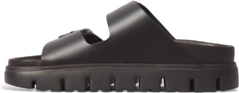 Birkenstock Chunky Zwarte Leren Sandalen Black Dames