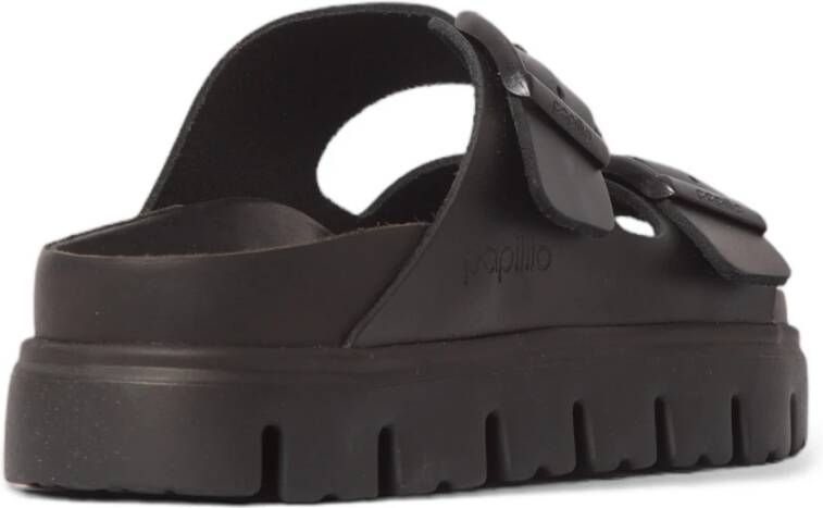 Birkenstock Chunky Zwarte Leren Sandalen Black Dames