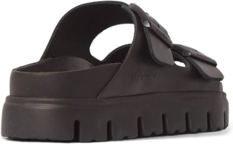 Birkenstock Chunky Zwarte Leren Sandalen Black Dames