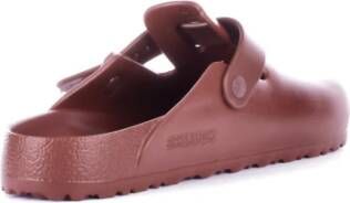 Birkenstock Bruine Logo Sandalen Gesp Sluiting Rubberen Zool Brown Dames