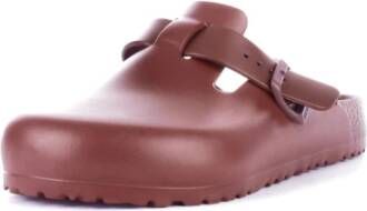 Birkenstock Bruine Logo Sandalen Gesp Sluiting Rubberen Zool Brown Dames