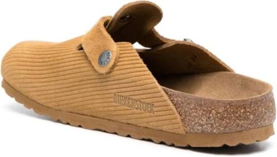 Birkenstock Leren Beige Klompen Geribbeld Ontwerp Mannen Beige Heren