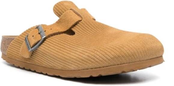 Birkenstock Leren Beige Klompen Geribbeld Ontwerp Mannen Beige Heren