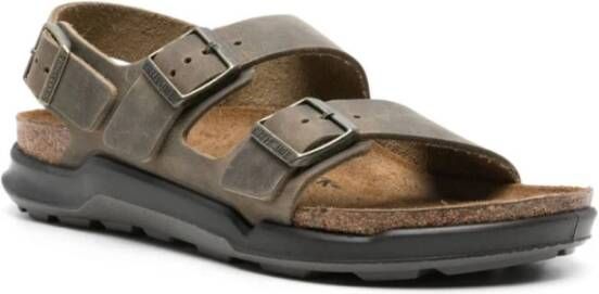 Birkenstock Milano Leren Sandalen Groen Heren Brown Heren