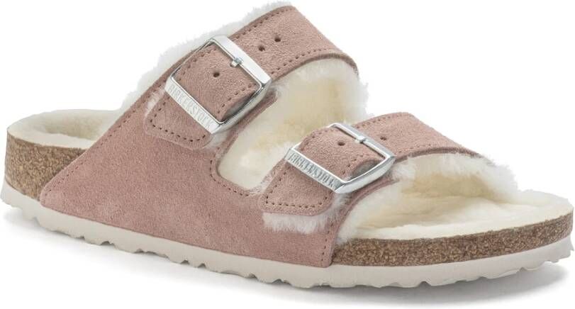 Birkenstock Shearling Arizona Sandalen Roze Dames