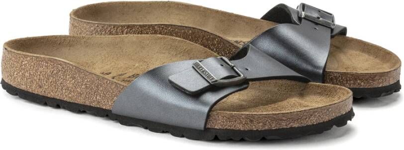 Birkenstock Madrid Birko-Flor Smalle Sandalen Zwart Dames