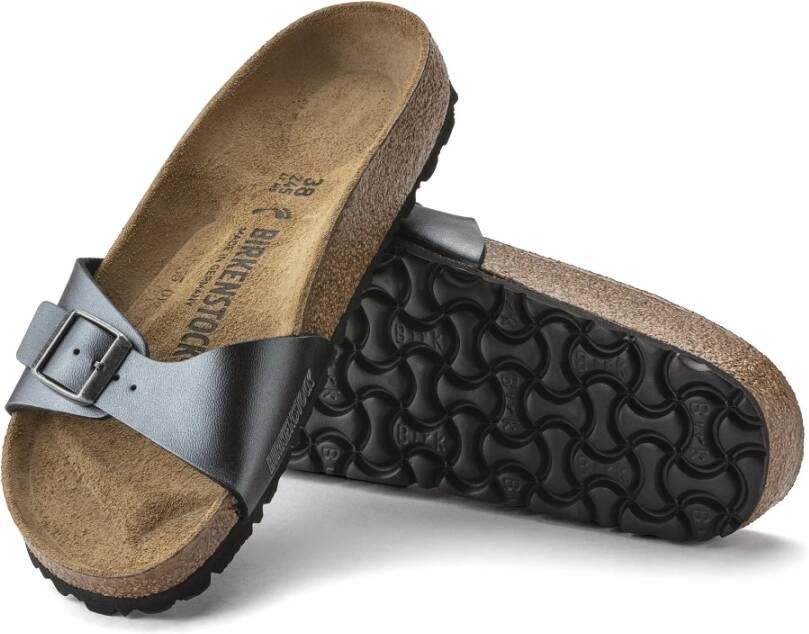 Birkenstock Madrid Birko-Flor Smalle Sandalen Zwart Dames