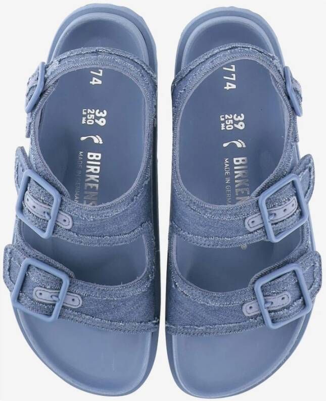 Birkenstock Denim Leren Band Sandalen Blue Dames