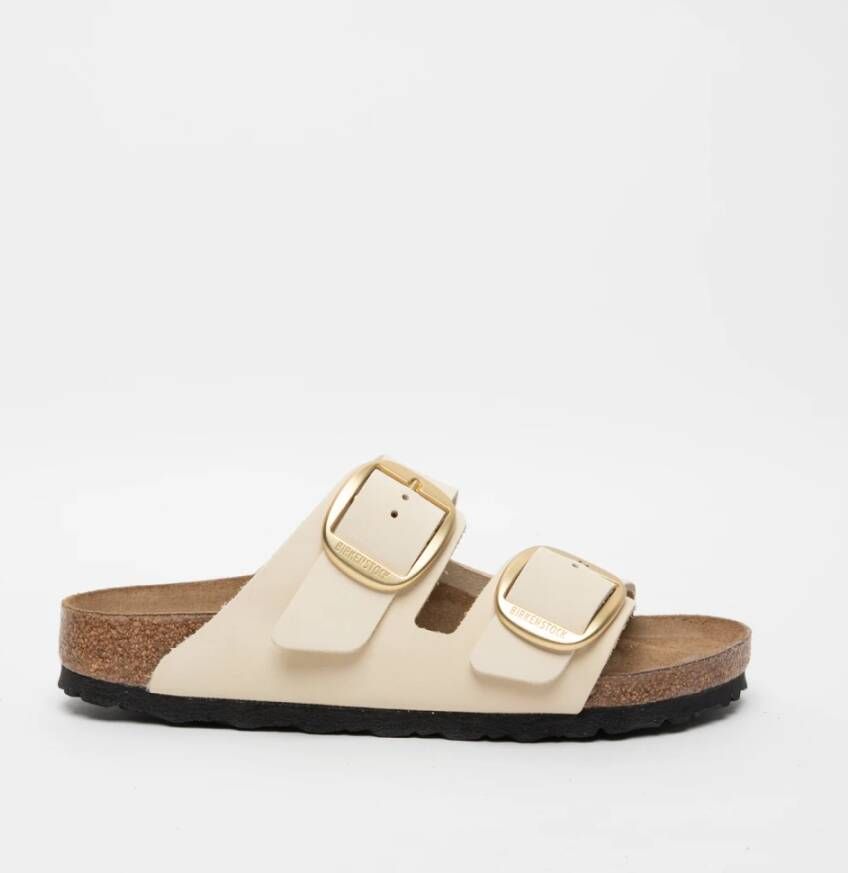 Birkenstock Sandalen met dubbele band en gouden gesp Beige Dames