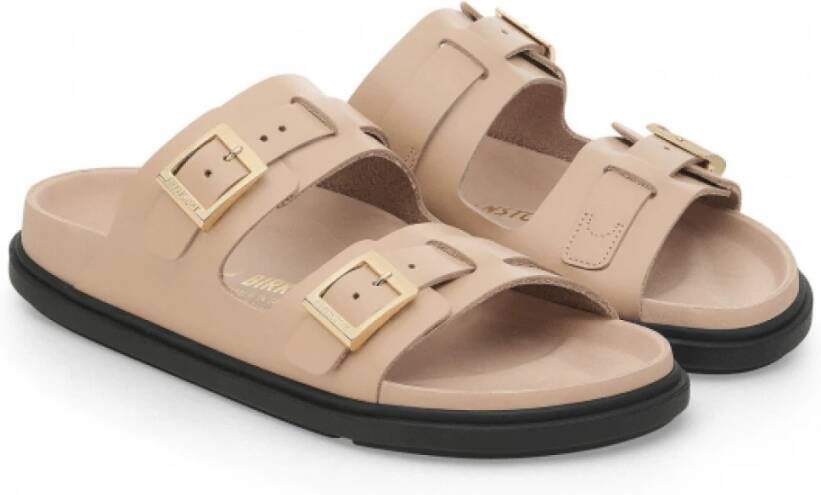 Birkenstock Elegante Leren Sandalen Beige Dames