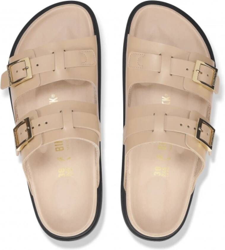 Birkenstock Elegante Leren Sandalen Beige Dames