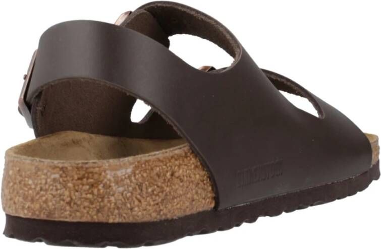 Birkenstock Stijlvolle Platte Sandalen van Natuurlijk Leer Brown Dames