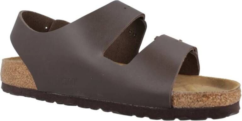 Birkenstock Stijlvolle Platte Sandalen van Natuurlijk Leer Brown Dames