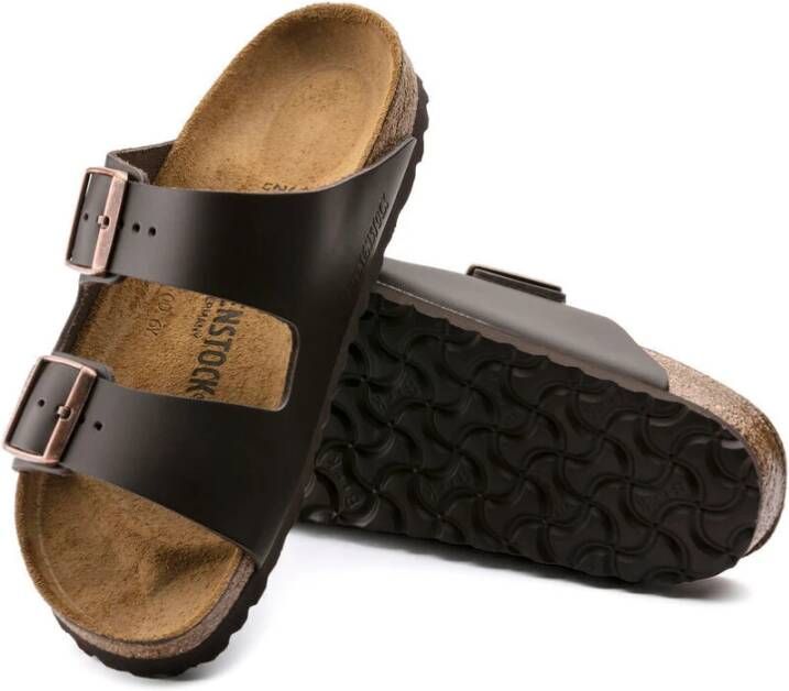 Birkenstock Klassieke Leren Slider Sandaal Bruin Dames