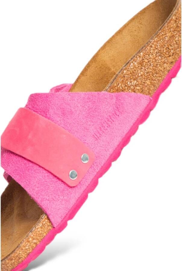 Birkenstock Fuchsia Suède Nubuck Sandalen in Fuchsia Tulp Pink Dames