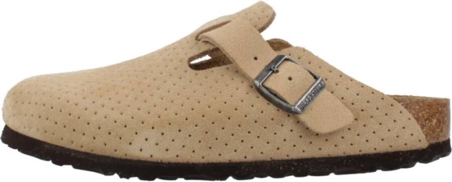 Birkenstock Geëtst Suède Muiltjes Beige Dames