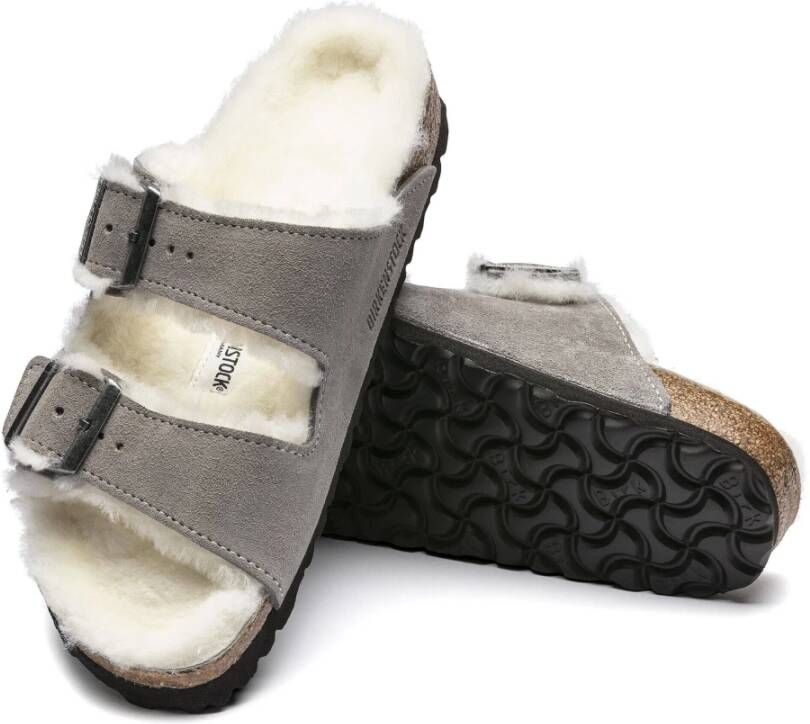 Birkenstock Gevoerde damesslippers Gray Heren