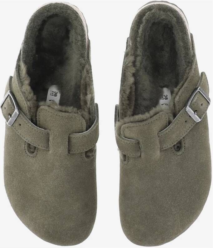 Birkenstock Gevoerde suède klomp Green Dames