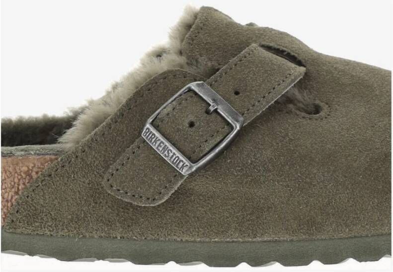 Birkenstock Gevoerde suède klomp Green Dames