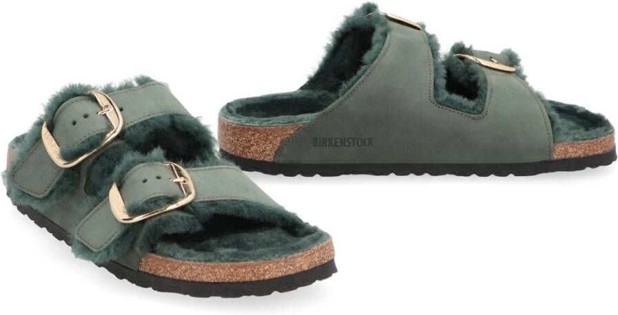 Birkenstock Gezellige Bontgevoerde Slides Green Dames