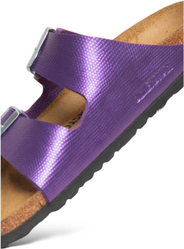 Birkenstock Glanzende Hagedis Sandalen voor Vrouwen Purple Dames