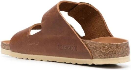 Birkenstock Gouden Gesp Leren Sandalen Brown Dames