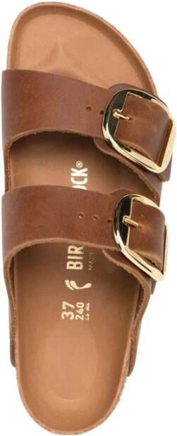 Birkenstock Gouden Gesp Leren Sandalen Brown Dames