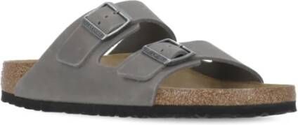 Birkenstock Leren Sandalen met Voetsluiting Gray Heren