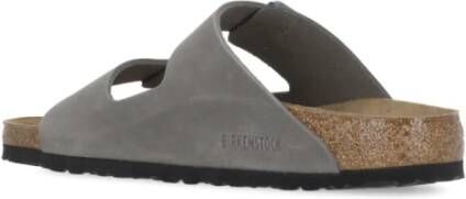 Birkenstock Leren Sandalen met Voetsluiting Gray Heren